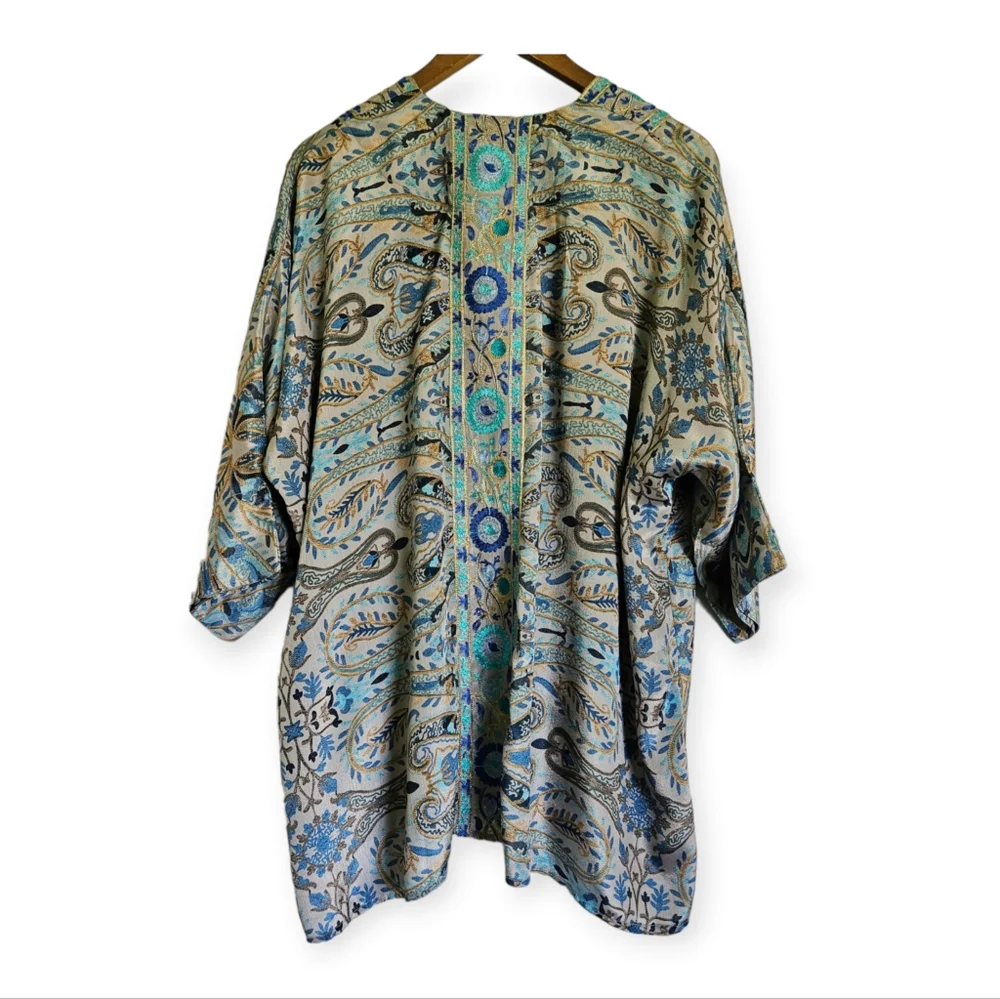 Soft Surroundings Medina Floral Jacquard Embroidered Kimono Size S M - Picture 3 of 9